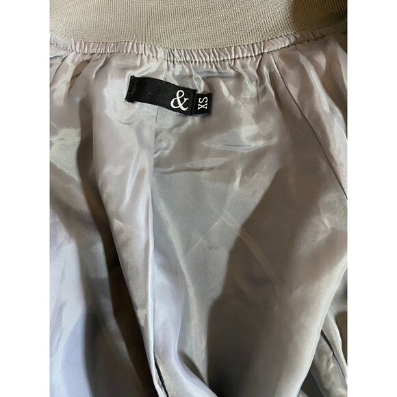 & Knit Raglan Varsity Bomber Jacket Grey Green XS NWOT - Picture 6 of 6